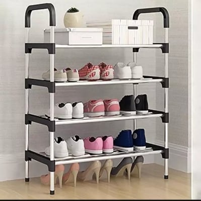 Picture of Folding Shoe rack Shoe organizer 4 Layer steel shoe Rack china Silver 