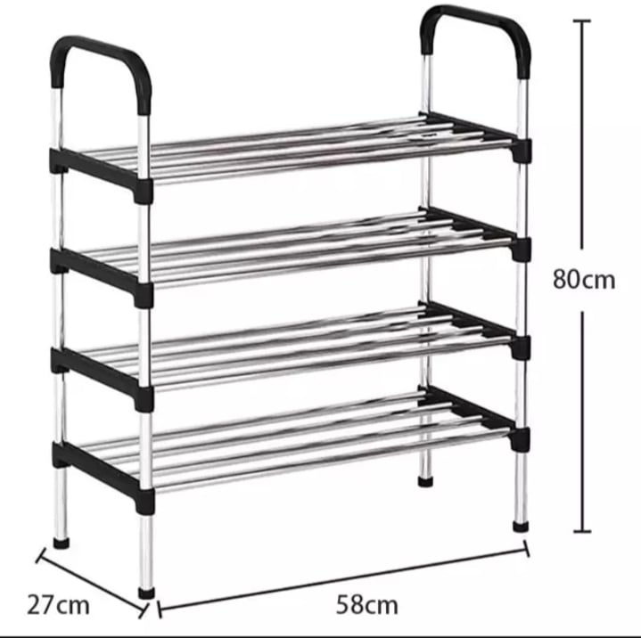 Picture of Folding Shoe rack Shoe organizer 4 Layer steel shoe Rack china Silver 