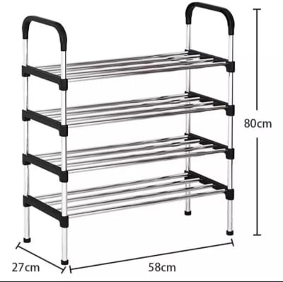 Picture of Folding Shoe rack Shoe organizer 4 Layer steel shoe Rack china Silver 