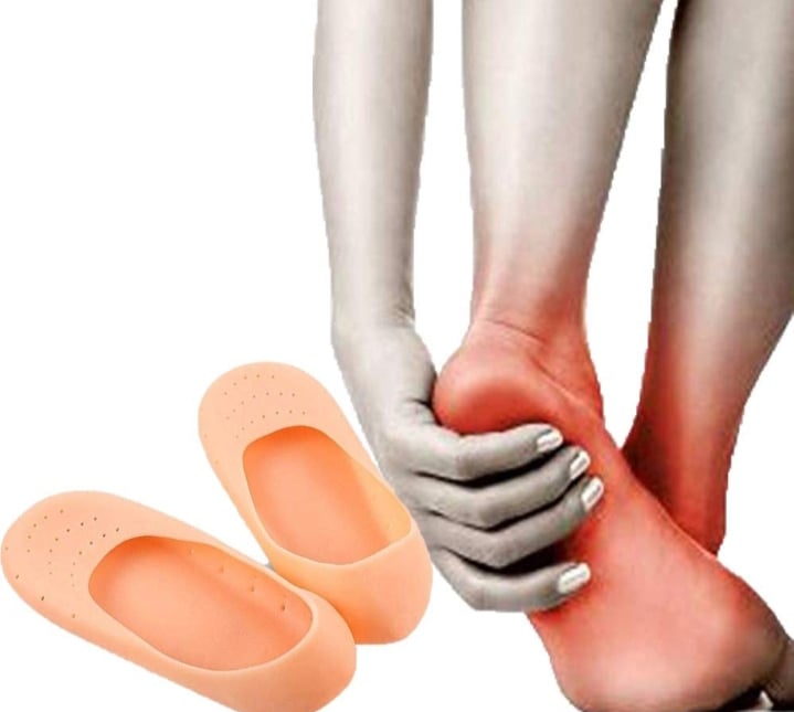 Picture of Anti Crack Full Length Silicone Foot Protector Moisturizing Socks for Foot-Care and Heel Cracks,socks for cracked feet,heel pad for heel pain,anti crack heelsocks moisturizing silicone gel Pink Int: One size