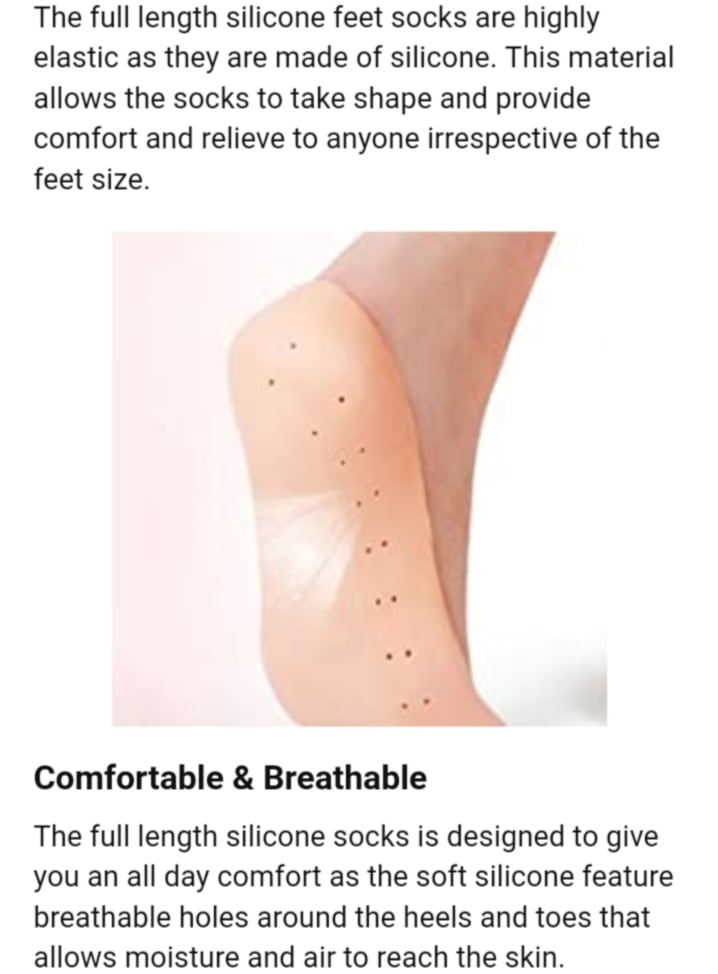 Picture of Anti Crack Full Length Silicone Foot Protector Moisturizing Socks for Foot-Care and Heel Cracks,socks for cracked feet,heel pad for heel pain,anti crack heelsocks moisturizing silicone gel Pink Int: One size