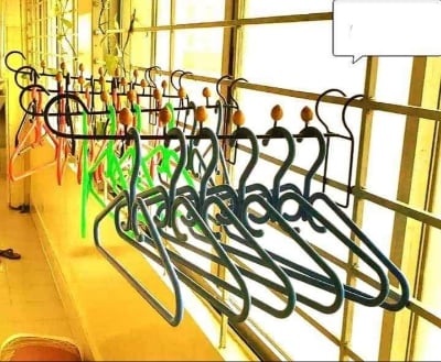 Picture of Metal Grill Cloth drying rack hanger Space saver Clothes hanger Black 
