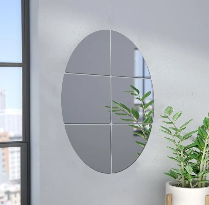 Picture of 10/15=inches Adhesive Mirror Sticker For wall On Tiles Bathroom, Bedroom living room Basin Mirror,Bathroom Wall Mirror Stickers Unbreakable Wall Mirror  