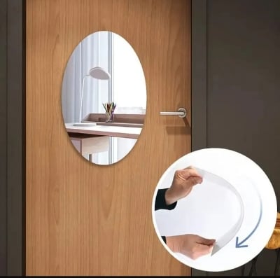Picture of 10/15=inches Adhesive Mirror Sticker For wall On Tiles Bathroom, Bedroom living room Basin Mirror,Bathroom Wall Mirror Stickers Unbreakable Wall Mirror  