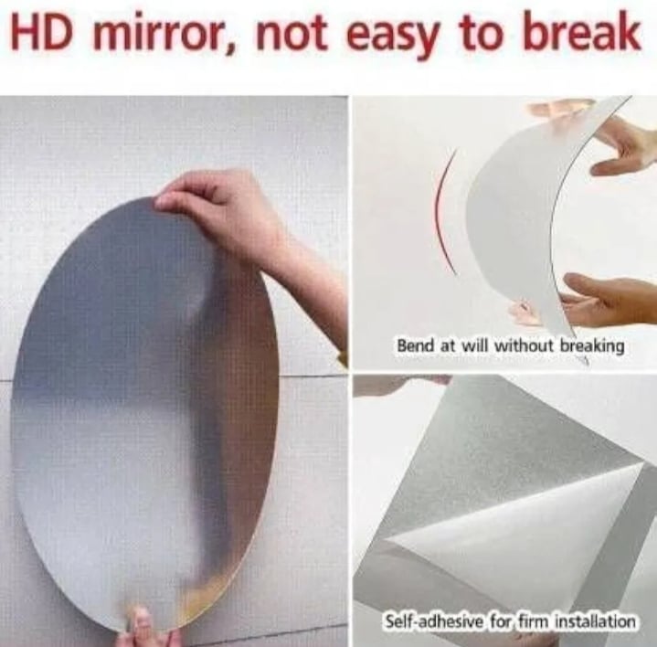 Picture of 10/15=inches Adhesive Mirror Sticker For wall On Tiles Bathroom, Bedroom living room Basin Mirror,Bathroom Wall Mirror Stickers Unbreakable Wall Mirror  