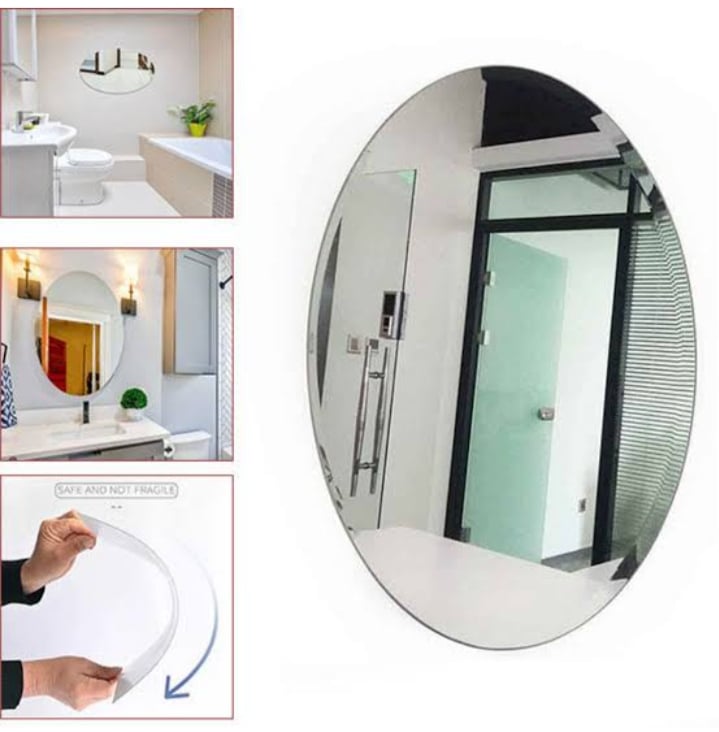 Picture of 10/15=inches Adhesive Mirror Sticker For wall On Tiles Bathroom, Bedroom living room Basin Mirror,Bathroom Wall Mirror Stickers Unbreakable Wall Mirror  