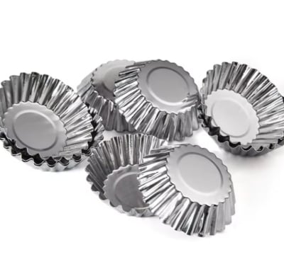 Picture of 20Pcs Egg Tart Mould,Mini Aluminum Tart Pans Egg Tarts Baking Molds for Cupcakes,Muffins,Cookies,Pies,Tart Tins,Pudding Baking Tools Silver 