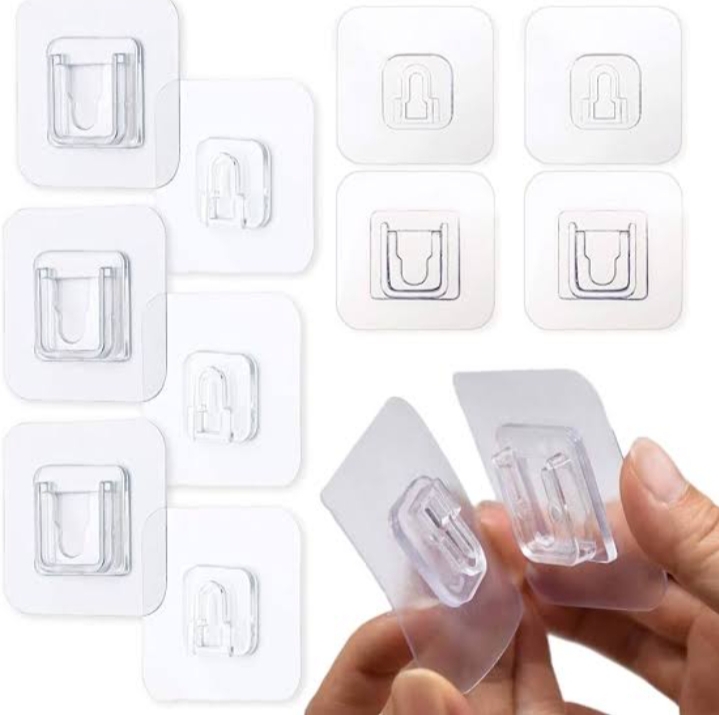 Picture of 5 Pair Self Adhesive Double Layer Wall Hooks, No Drill/Nail Double Sided Adhesive Wall  