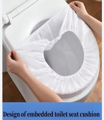 Picture of Toilet Seat Cover 2 Pcs Waterproof Portable Toilet Mat For Kids Baby Pregnant Mom Travel Disposable Toilet Seat Covers for Adults Kids Potty Training White 