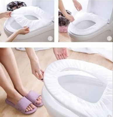 Picture of Toilet Seat Cover 2 Pcs Waterproof Portable Toilet Mat For Kids Baby Pregnant Mom Travel Disposable Toilet Seat Covers for Adults Kids Potty Training White 
