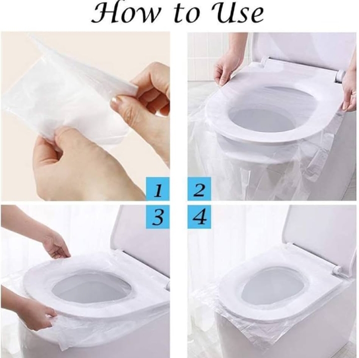 Picture of Toilet Seat Cover 2 Pcs Waterproof Portable Toilet Mat For Kids Baby Pregnant Mom Travel Disposable Toilet Seat Covers for Adults Kids Potty Training White 