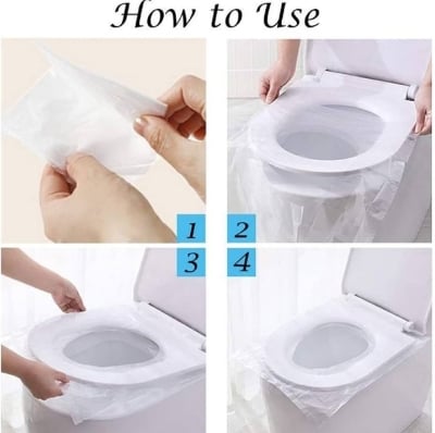 Picture of Toilet Seat Cover 2 Pcs Waterproof Portable Toilet Mat For Kids Baby Pregnant Mom Travel Disposable Toilet Seat Covers for Adults Kids Potty Training White 