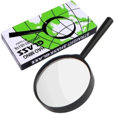 Picture of Magnifying Glass Lens Real Glass Magnifying Glass Breakage-Proof Magnifying Glass 75MM Black 