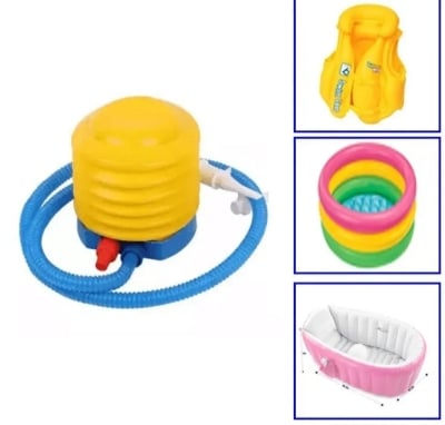 Picture of High performance foot air pump quick-fill inflator balloon bath tub air pump portable lightweight Yellow 