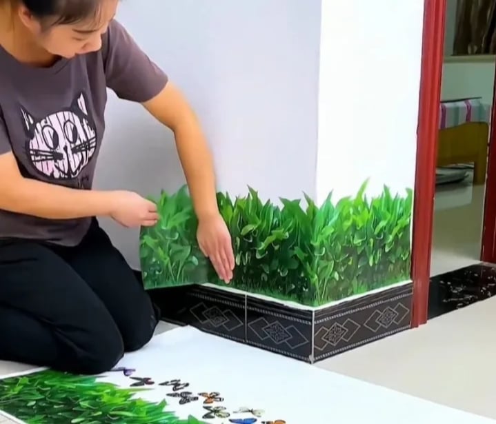 Picture of decorative wall sticker 3D green grass decorations sticker furniture stocker Green 