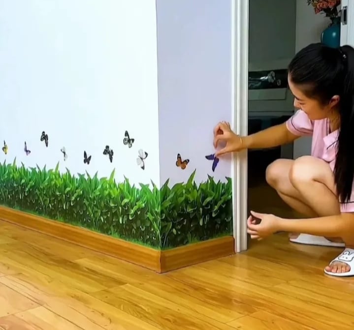 Picture of decorative wall sticker 3D green grass decorations sticker furniture stocker Green 
