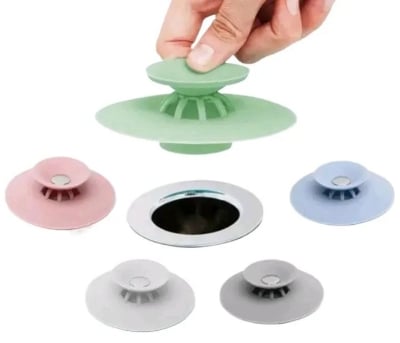 Picture of Silicone Sink Stopper for Tub and Shower with Hair Catch, Water Stopper for Bathroom and Kitchen Sinks, Now Exclusive at Wanda Store Multicolor 
