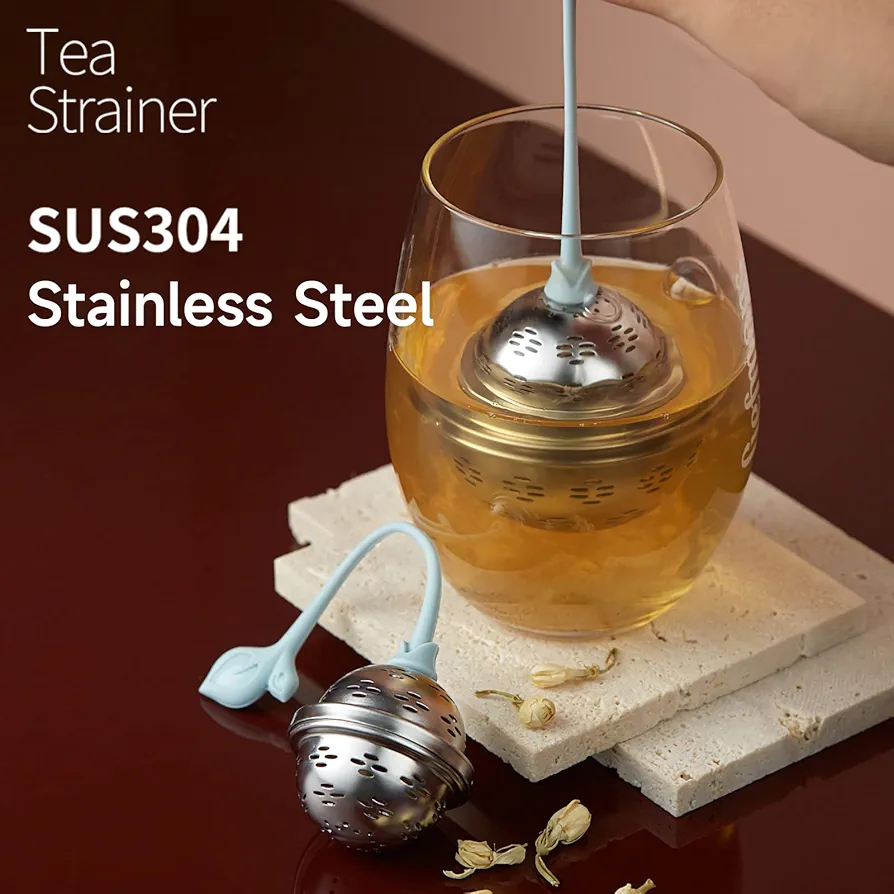 Picture of Tea infusers for loose tea are made of food-graded 304-grade stainless steel, ( tea filter) Silver 