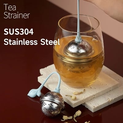 Picture of Tea infusers for loose tea are made of food-graded 304-grade stainless steel, ( tea filter) Silver 
