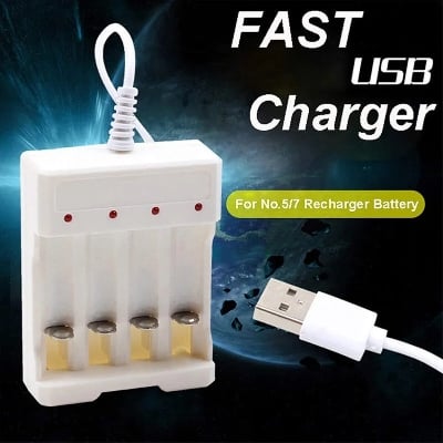 Picture of Charger Base Battery 4Slot Charger Adapter Plug Office Multifunctional DC White 