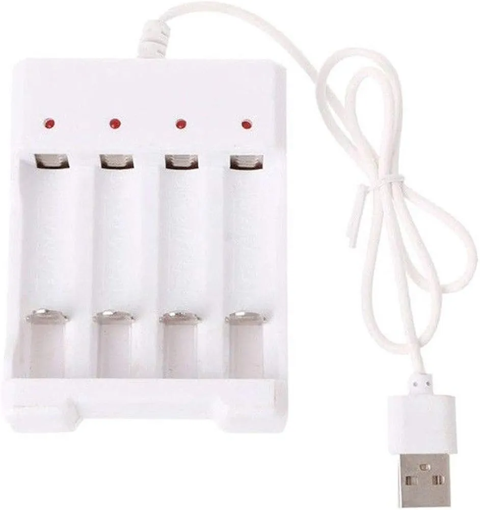 Picture of Charger Base Battery 4Slot Charger Adapter Plug Office Multifunctional DC White 