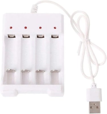 Picture of Charger Base Battery 4Slot Charger Adapter Plug Office Multifunctional DC White 