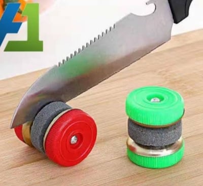 Picture of 1pcs Mini Knife Sharpener, Multifunction Round Grinding Wheels Sharpening Stone Household Kitchen Accessories Tool Portable Multicolor 