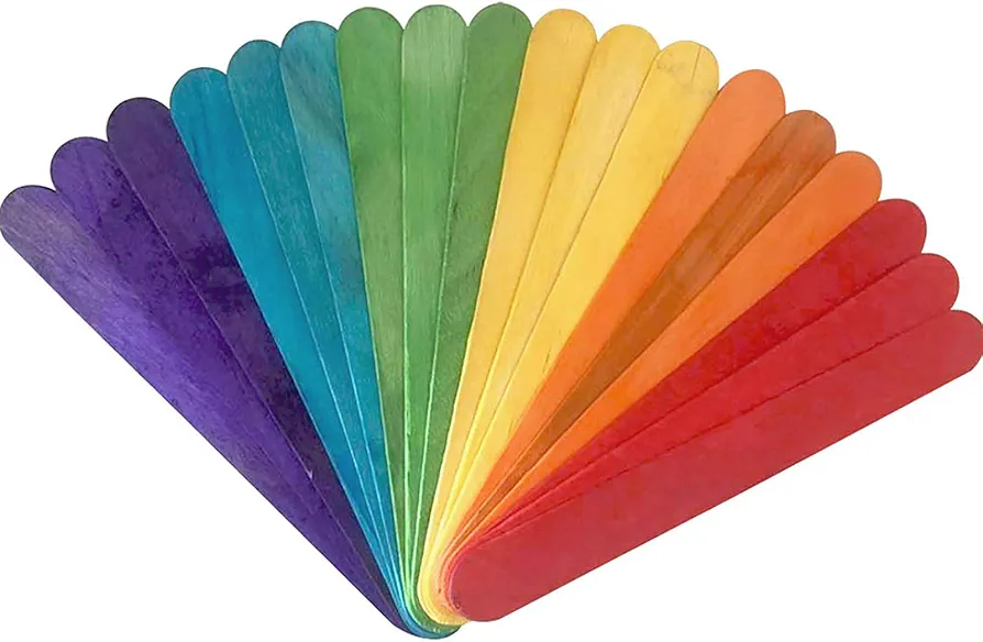 Picture of 50 Pcs Colored Craft Sticks 5 Inch Wood Popsicles for Kids' Art Multicolor 
