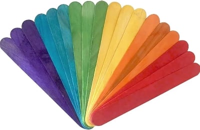 Picture of 50 Pcs Colored Craft Sticks 5 Inch Wood Popsicles for Kids' Art Multicolor 