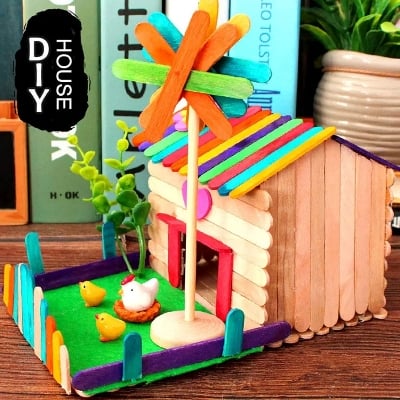 Picture of 50 Pcs Colored Craft Sticks 5 Inch Wood Popsicles for Kids' Art Multicolor 
