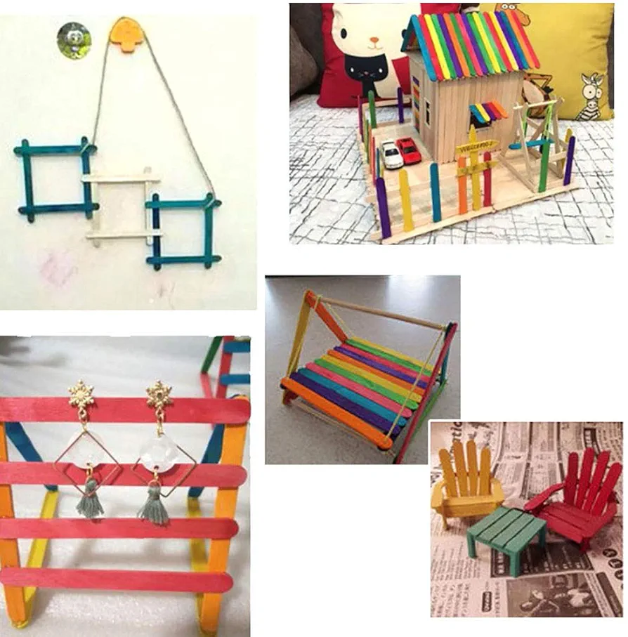 Picture of 50 Pcs Colored Craft Sticks 5 Inch Wood Popsicles for Kids' Art Multicolor 