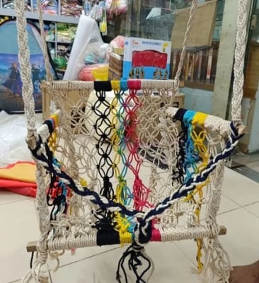 Picture of Baby Swing Chair Handmade Indoor Outdoor Baby Jhula Chair Swing/Baby Hanging Chair Swing Kids rocking chair Off White 