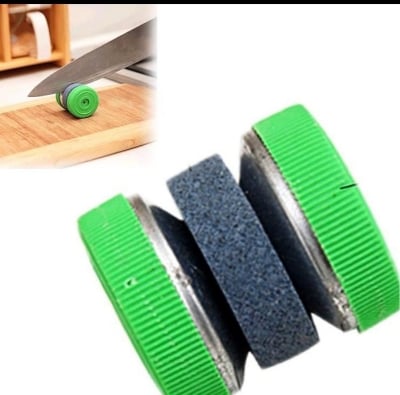 Picture of 2 pcs Mini kitchen Sharpener, Multifunction Round Grinding Wheels Sharpening Stone Household Kitchen Accessories Tool Portable Multicolor 