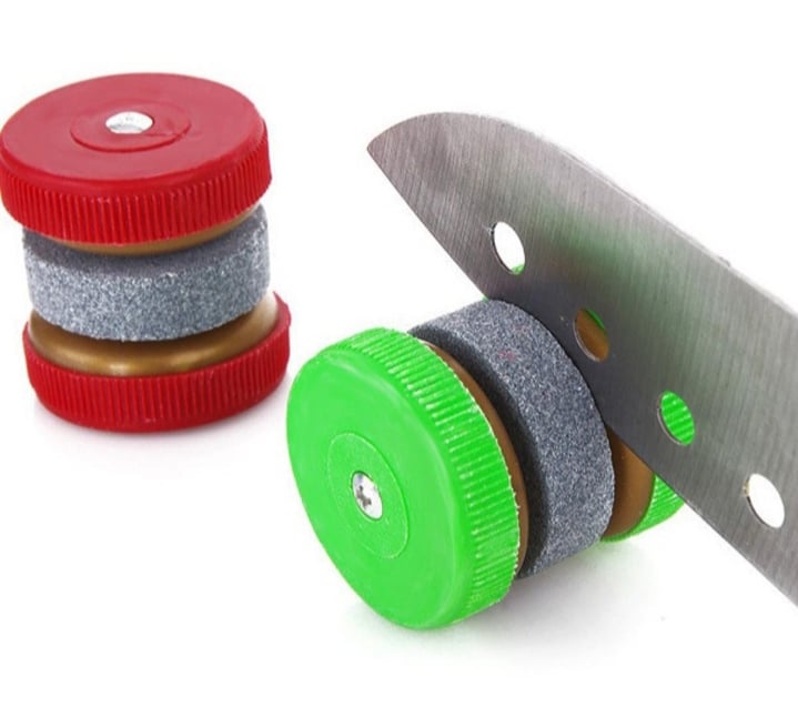 Picture of 2 pcs Mini kitchen Sharpener, Multifunction Round Grinding Wheels Sharpening Stone Household Kitchen Accessories Tool Portable Multicolor 