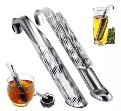 Picture of 1 pcs Stainless Steel Tea Infusers for Loose Tea, Spices, Rose, Coffee, Long-Handle Tea Filter Stick Pipe Tea Steeper Strainer, Stainless Steel Tea Strainer Silver 