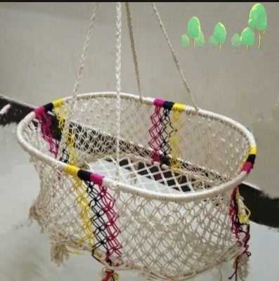 Picture of Mixed Jute Hand Made Cradle Bed Hanging Dholna For Children Off White 