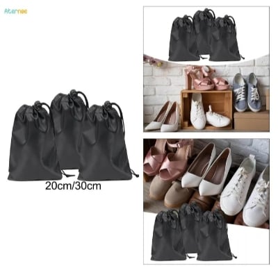 Picture of 3 Pack Shoe Bags Travel Bags for Men Women Black 