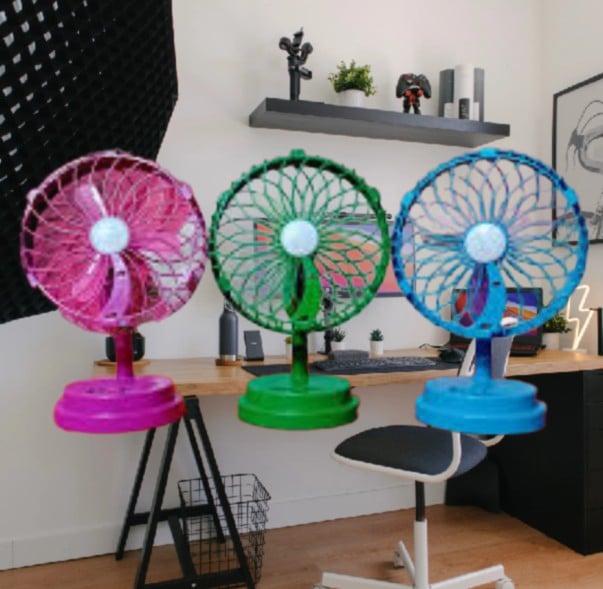 Picture of Student Dask fan with led light Rechargeable fan light Multicolor 
