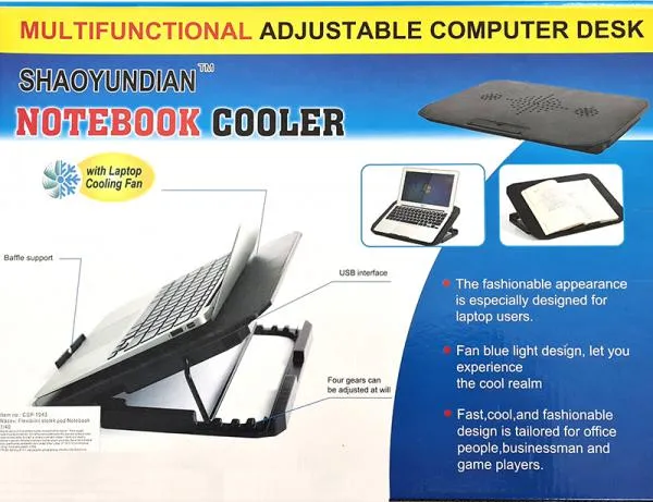 Picture of Laptop Cooling Pad LED Cooling Fan Four-Way Fan LCD Display Fan Controller USB Power Supply Up to 17 Inches Non-Slip Mat Black Grid Black 