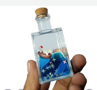 Picture of 1pcs 3D Ship Fluid Drift Bottle One Piece Floating Boat Ornament Decompression Toy Birthday Gift Home Desktop Blue 