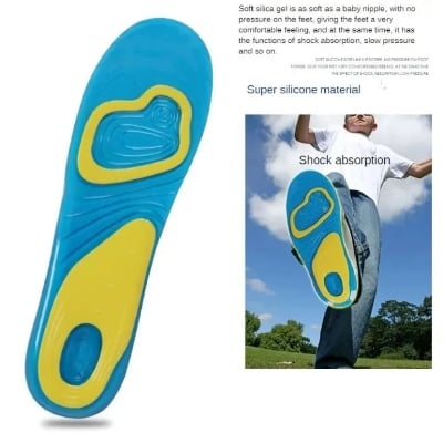 Picture of Silicone Gel Insoles with Orthotic Arch Support – Sport & Running Shoe Inserts for Men and Women | Massaging Insole for Shock Absorption, Heel Pain Relief, and All-Day Comfort for Walking, Running Blue Int: One size