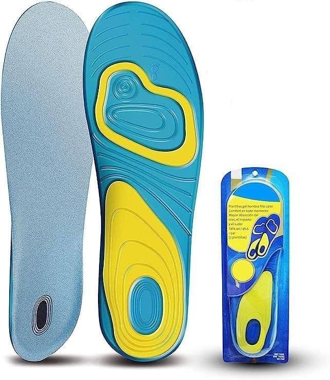 Picture of Silicone Gel Insoles with Orthotic Arch Support – Sport & Running Shoe Inserts for Men and Women | Massaging Insole for Shock Absorption, Heel Pain Relief, and All-Day Comfort for Walking, Running Blue Int: One size