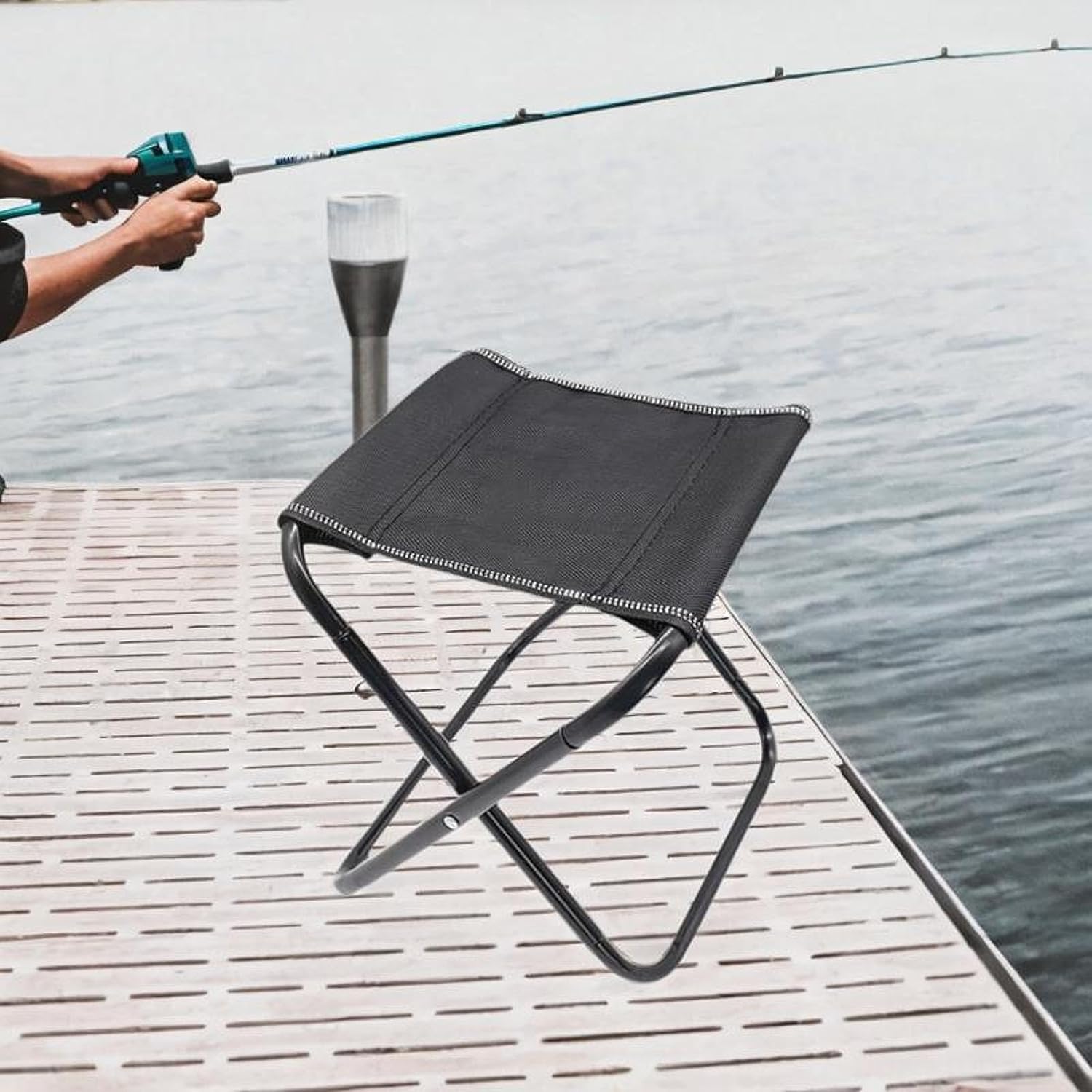 Picture of Outdoor Folding Stool Portable chair Stool Travel Camping Fishing Folding Stool travel seat 1 pcs Grey 