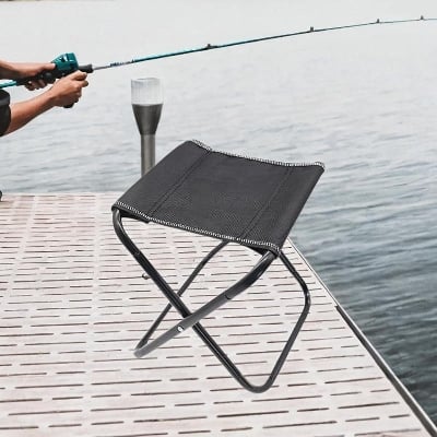 Picture of Outdoor Folding Stool Portable chair Stool Travel Camping Fishing Folding Stool travel seat 1 pcs Grey 