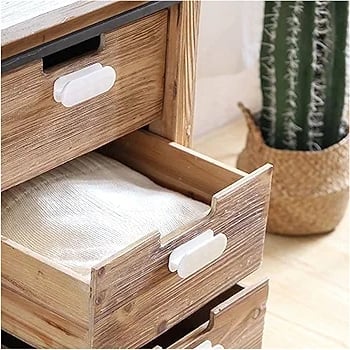 Picture of 1 pcs Self-Stick Drawer Knobs Instant Cabinet Drawer Handle Helper Kitchen Cabinet Door Window Drawer Auxiliary Pulls Convenient Opening Stick-on Handles Push Pull Helper Off White 