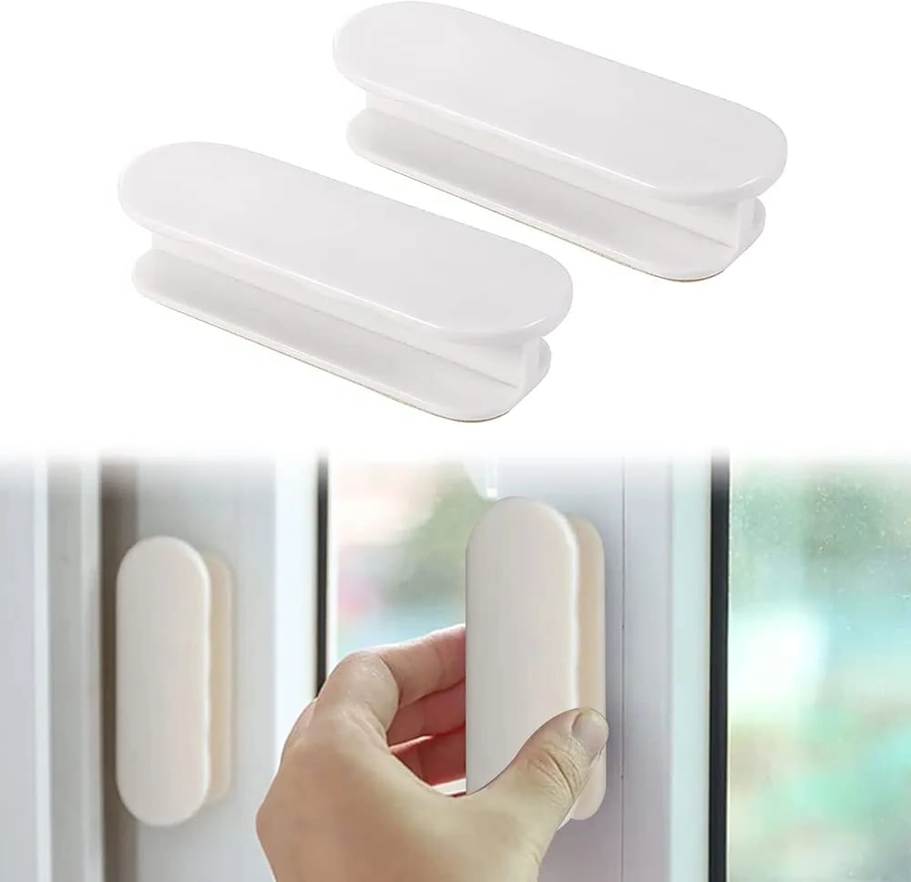 Picture of 1 pcs Self-Stick Drawer Knobs Instant Cabinet Drawer Handle Helper Kitchen Cabinet Door Window Drawer Auxiliary Pulls Convenient Opening Stick-on Handles Push Pull Helper Off White 