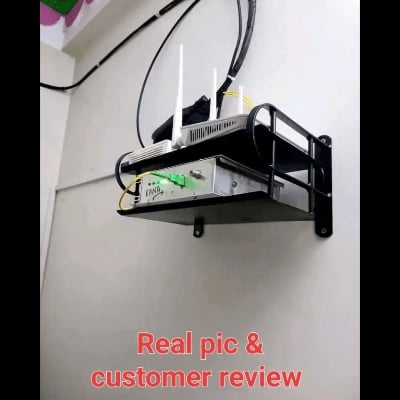 Picture of Metal Wireless Wifi Router Stand Storage Box TV Set Box Shelf Wall Hanging Plug Board Bracket Cable Storage Organizer Black 