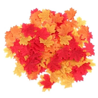Picture of 20 Pcs Autumn Maple Leaf Artificial Leaves Fall Thanksgiving for craft and decore Orange 