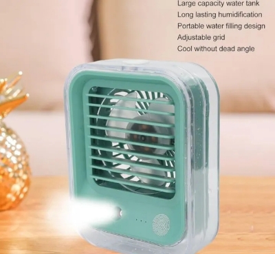 Picture of Desk Cooling Fan Spray Fan Summer Cooling Fan Quiet Cooling Air 3 Gear Wind Adjustment Colorful Ambient Light USB Mini Portable Summer Fan Stand Fan Desktop Fan For Room Office Multicolor 