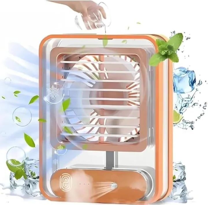 Picture of Desk Cooling Fan Spray Fan Summer Cooling Fan Quiet Cooling Air 3 Gear Wind Adjustment Colorful Ambient Light USB Mini Portable Summer Fan Stand Fan Desktop Fan For Room Office Multicolor 